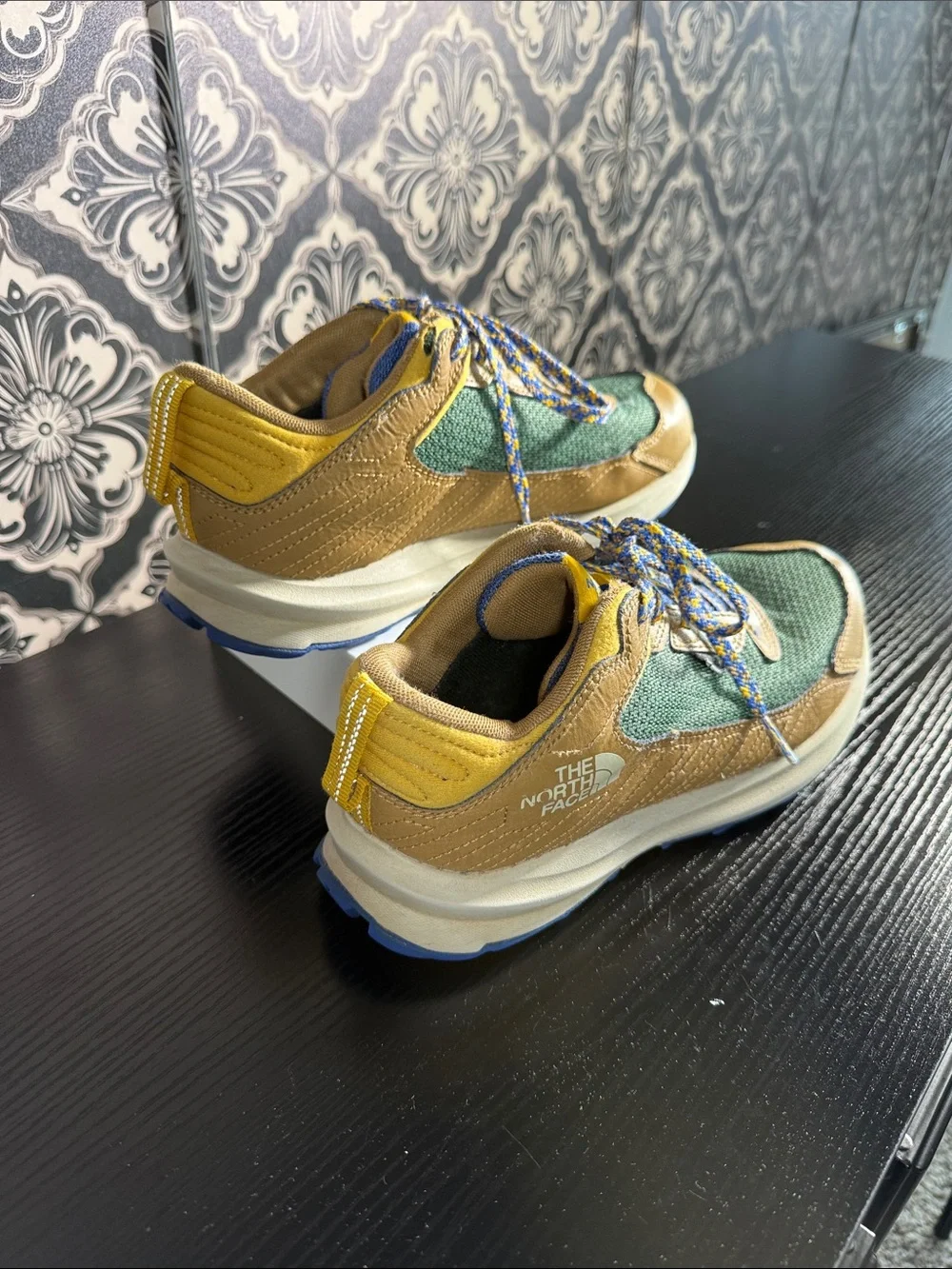 The North Face Men's Green & Tan Trail Sneakers with Blue Accents